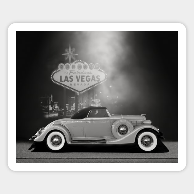 Vegas 1935 Lincoln Roadster B/W Sticker by Burtney